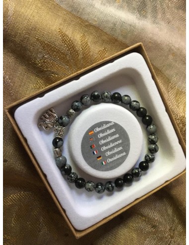 PULSERA DE OBSIDIANA CON ABALORIO