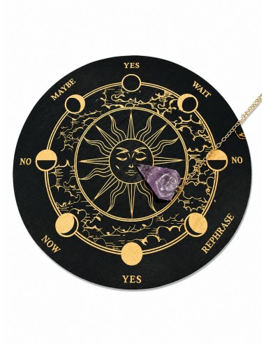 PENDULO DE AMATISTA CON TABLILLA DEL SOL